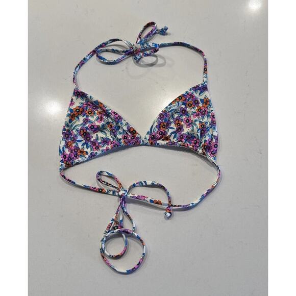 Frankies Bikinis Women’s Size Medium Floral Print Triangle Bikini Swim Top Retro - Picture 1 of 6